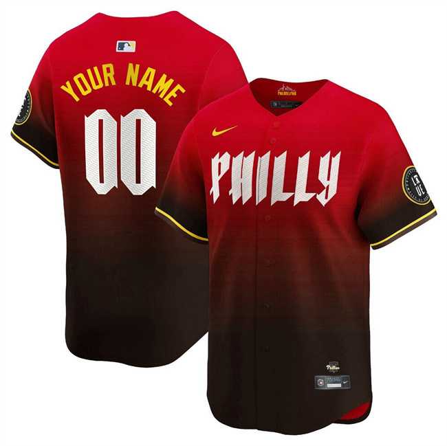 Men%27s Philadelphia Phillies Active Player Custom Red 2024 City Connect Limited Stitched Jersey